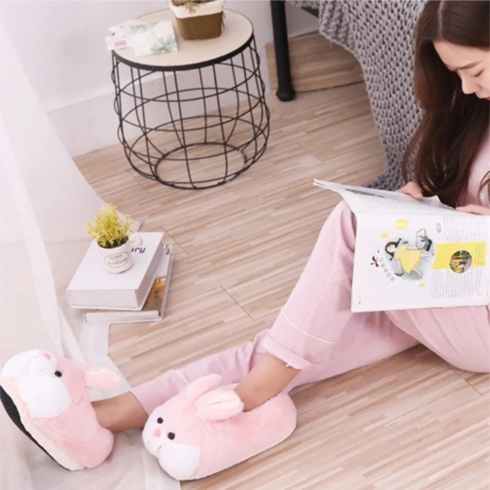 Bunny Slippers Plush Animal Slippers‎ Cute Rabbit Slippers Size 5-6 NEW